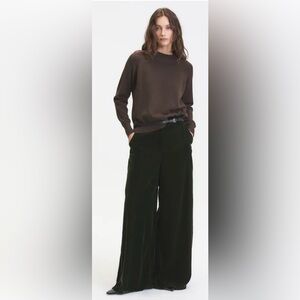 NWT! DELUC Daisy Velvet Wide Leg Pants in Green: Size S